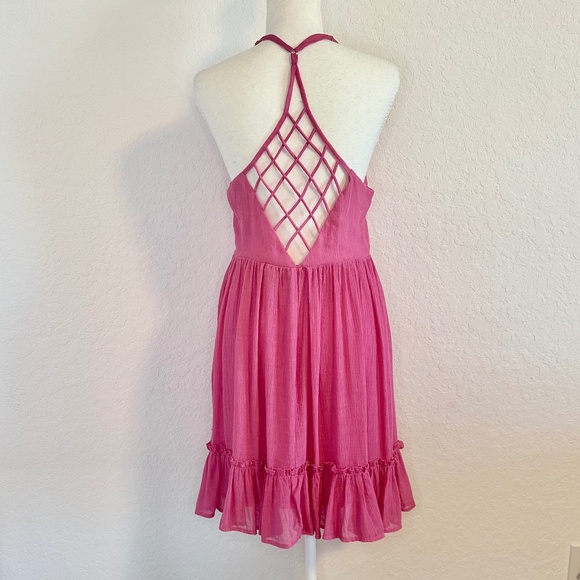 new in Dresses & Skirts - New In, Lattice Open Back Sleeveless Ruffled Mini Dress, Size S